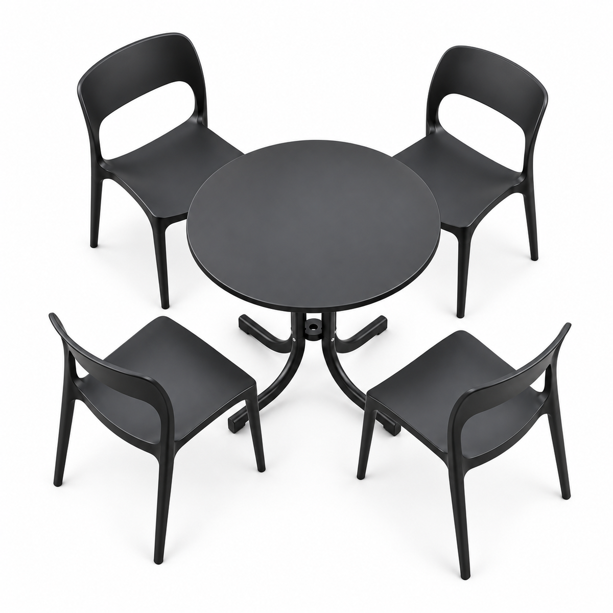 Gardeon 5PCS Outdoor Dining Set Table and Chairs Patio Furniture Garden Black Awezingly