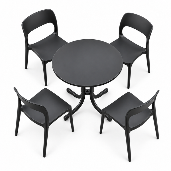 Gardeon 5PCS Outdoor Dining Set Table and Chairs Patio Furniture Garden Black Awezingly