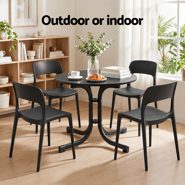 Gardeon 5PCS Outdoor Dining Set Table and Chairs Patio Furniture Garden Black Awezingly