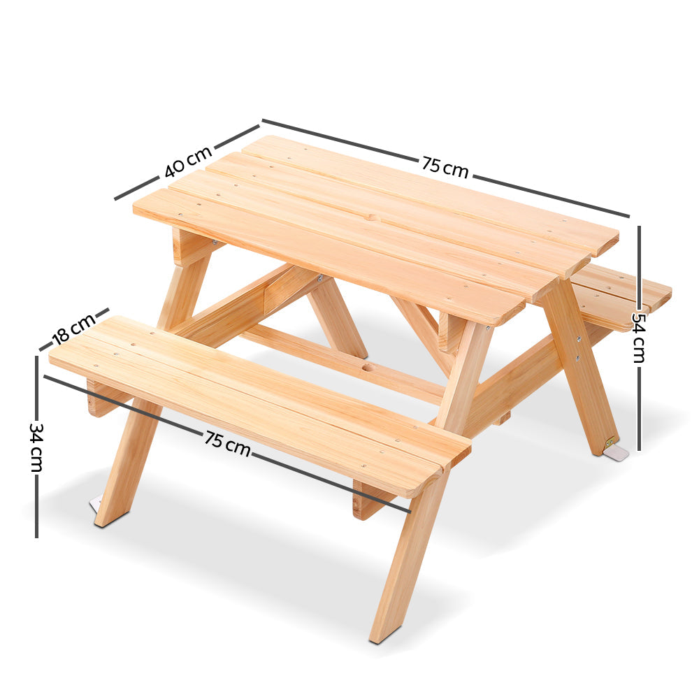 Keezi Kids Outdoor Table and Chairs Picnic Bench Set Children Wooden Keezi