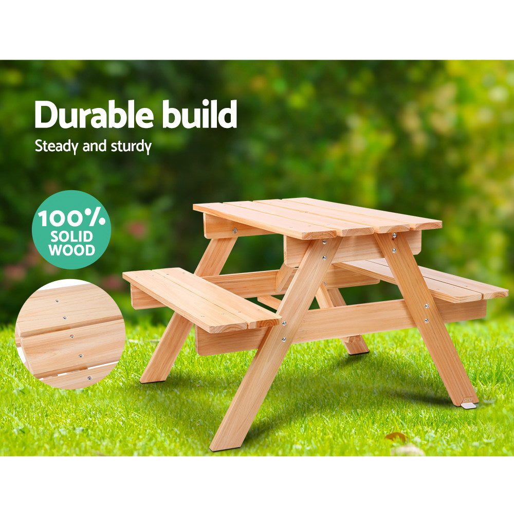 Keezi Kids Outdoor Table and Chairs Picnic Bench Set Children Wooden Keezi