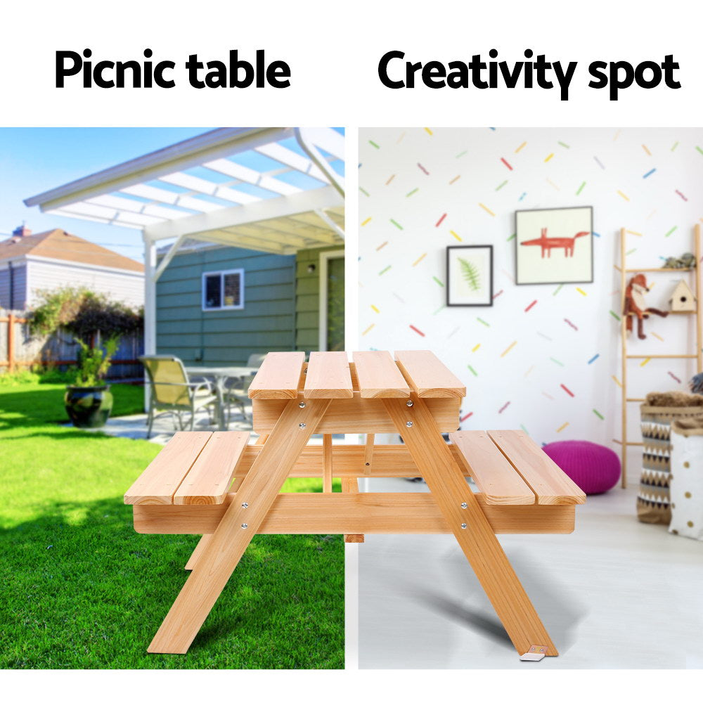 Keezi Kids Outdoor Table and Chairs Picnic Bench Set Children Wooden Keezi