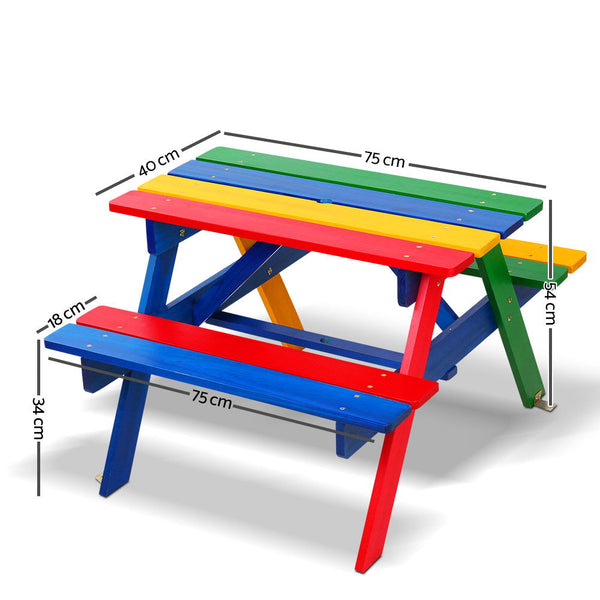 Keezi Kids Wooden Picnic Table Set with Umbrella Keezi