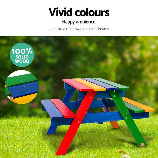 Keezi Kids Wooden Picnic Table Set with Umbrella Keezi