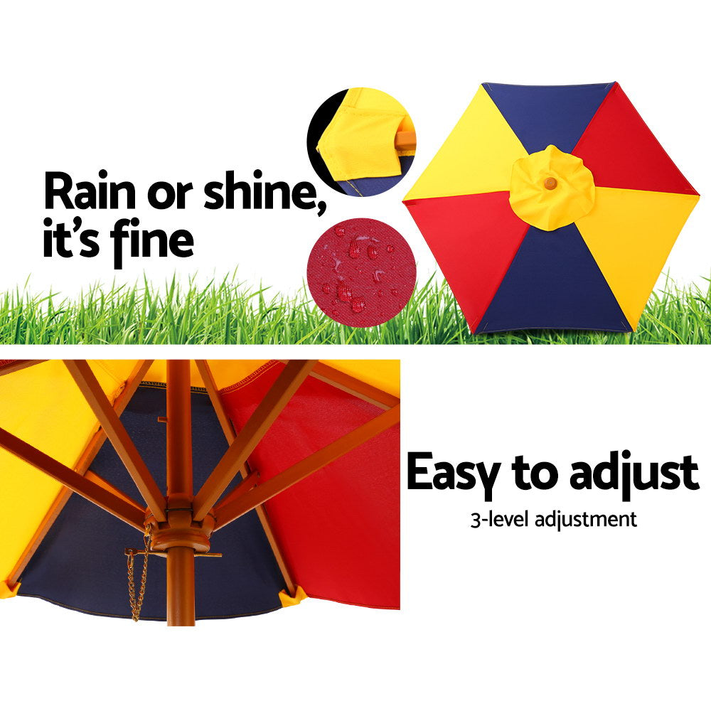 Keezi Kids Wooden Picnic Table Set with Umbrella Keezi