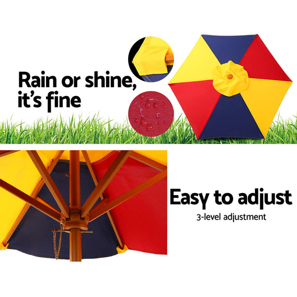 Keezi Kids Wooden Picnic Table Set with Umbrella Keezi