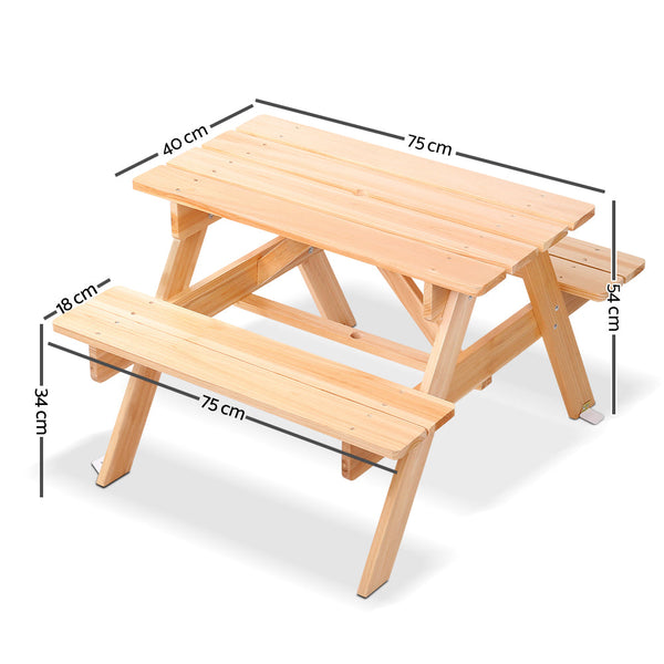 Keezi Kids Wooden Picnic Table Set with Umbrella Keezi