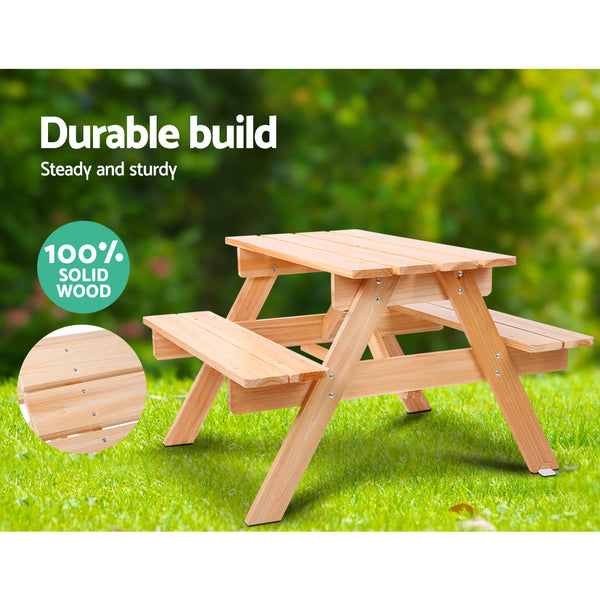 Keezi Kids Wooden Picnic Table Set with Umbrella Keezi