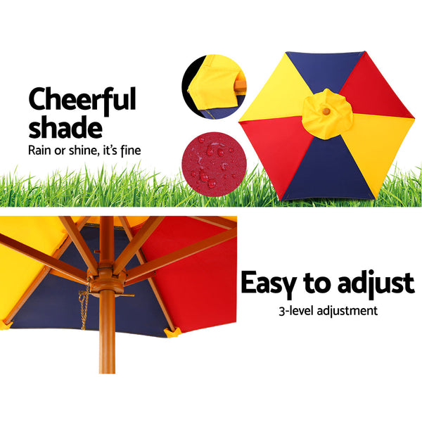 Keezi Kids Wooden Picnic Table Set with Umbrella Keezi