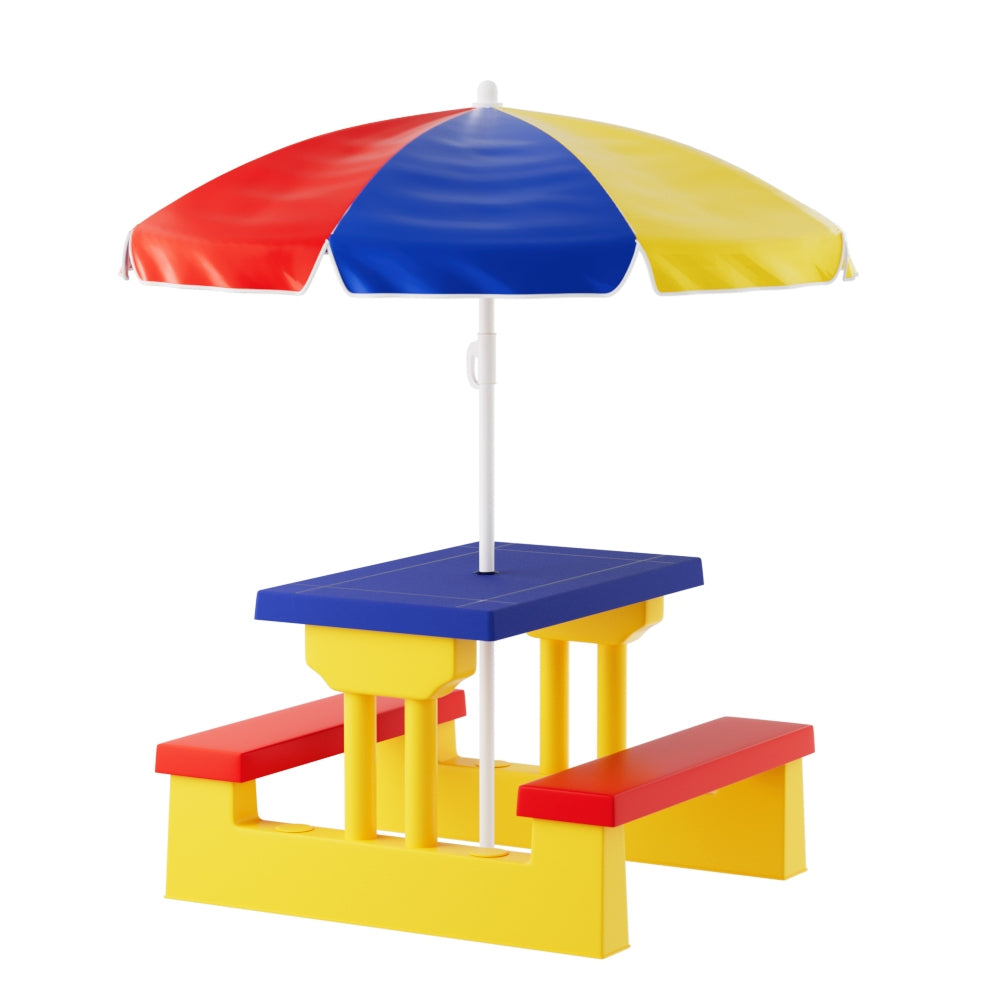 Keezi Kids Outdoor Table and Chairs Set Picnic Bench Umbrella Children Indoor Keezi