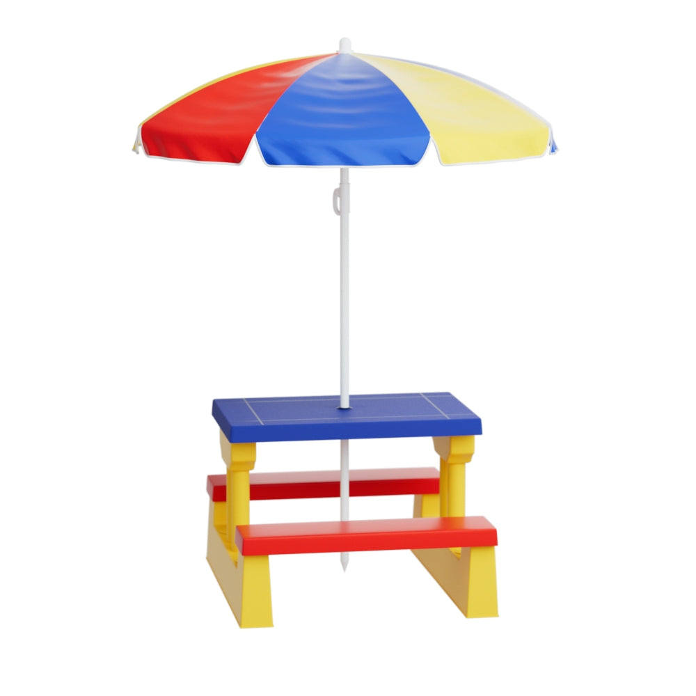 Keezi Kids Outdoor Table and Chairs Set Picnic Bench Umbrella Children Indoor Keezi