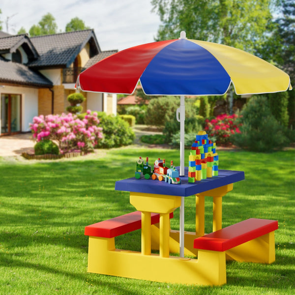 Keezi Kids Outdoor Table and Chairs Set Picnic Bench Umbrella Children Indoor Keezi
