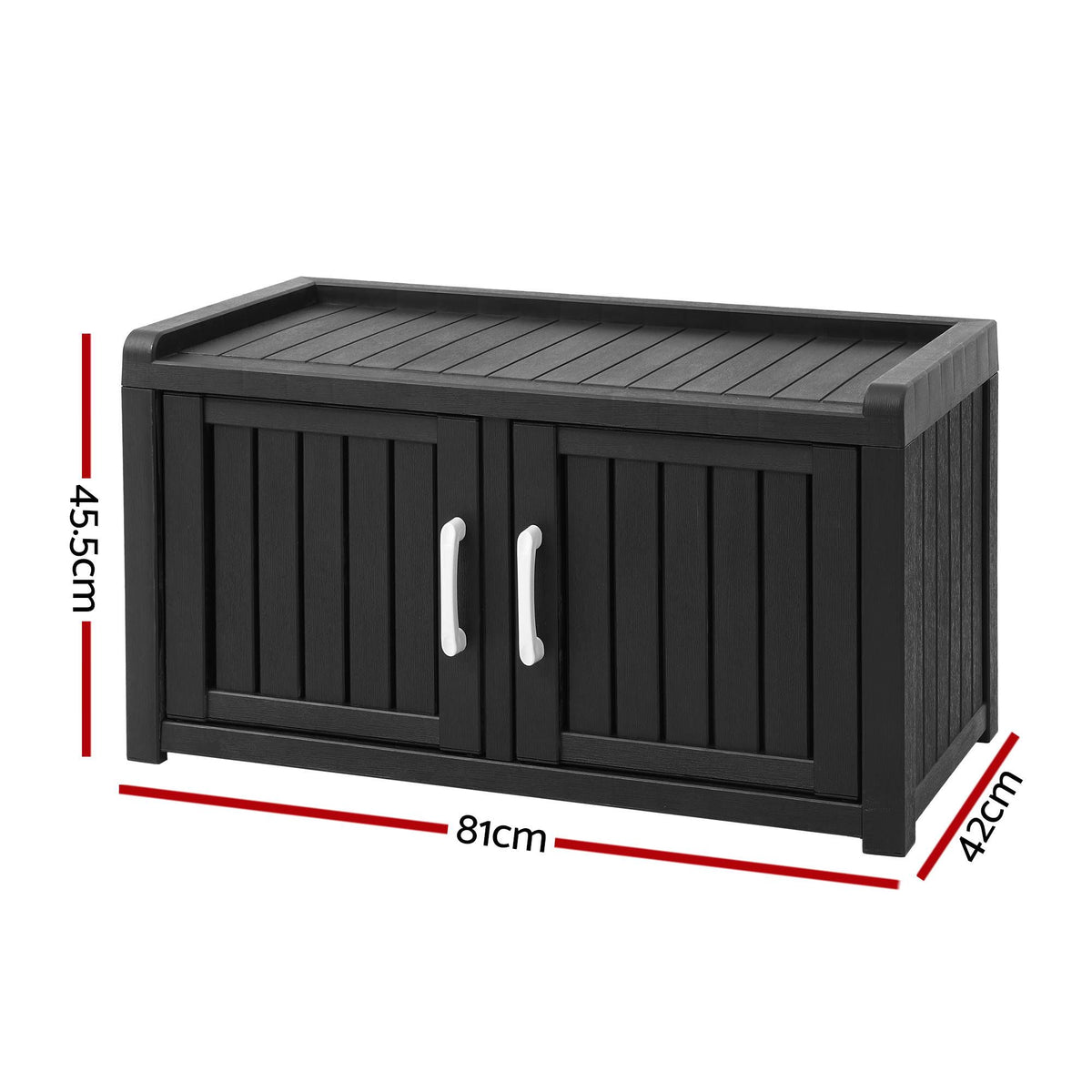 Outdoor Storage Box Bench Shoe Cabinet with Shelf Resin 81cm Black Awezingly