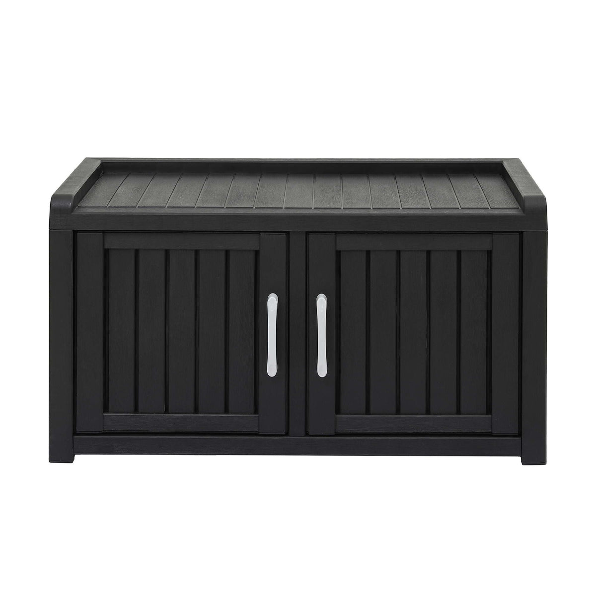 Outdoor Storage Box Bench Shoe Cabinet with Shelf Resin 81cm Black Awezingly