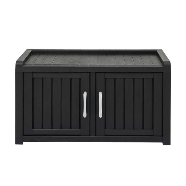 Outdoor Storage Box Bench Shoe Cabinet with Shelf Resin 81cm Black Awezingly