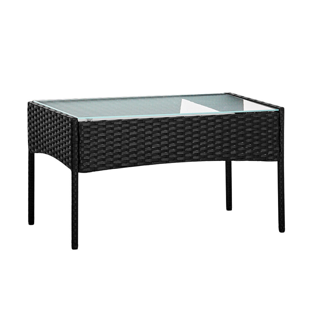 Gardeon 4 Seater Outdoor Sofa Set with Storage Cover Wicker Table Chair Black Gardeon