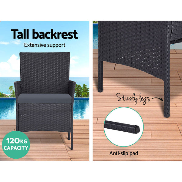 Gardeon 4 Seater Outdoor Sofa Set with Storage Cover Wicker Table Chair DarkGrey Gardeon