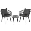 Gardeon 3PC Outdoor Bistro Set Patio Furniture Lounge Setting Table and Chairs Grey