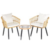 Gardeon 3PC Outdoor Bistro Set Patio Furniture Lounge Setting Table and Chairs Natural
