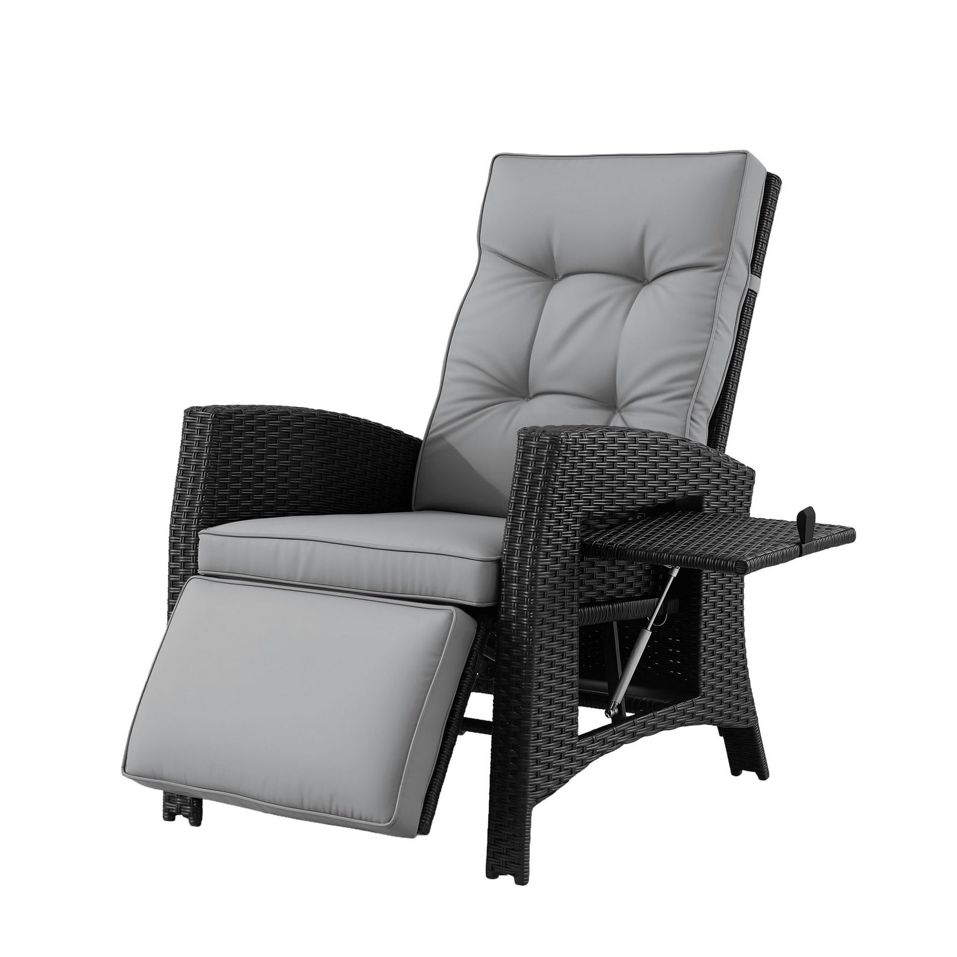 Gardeon Outdoor Recliner Chairs Sun lounge Wicker Lounger Patio Furniture Adjustable Black Awezingly