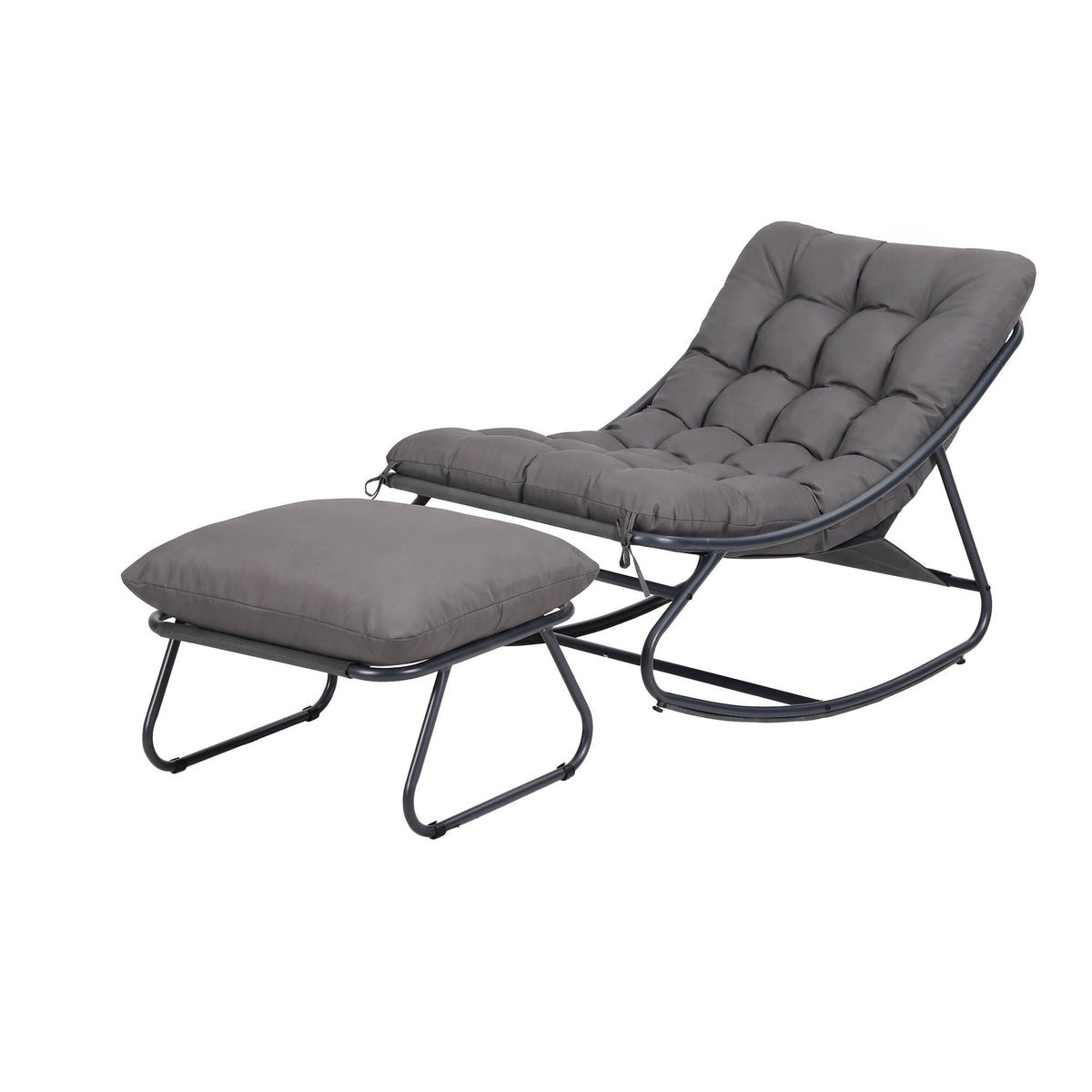 Gardeon Rocking Chair with Footrest Mesh Seat Cushion Outdoor Chairs Grey Awezingly