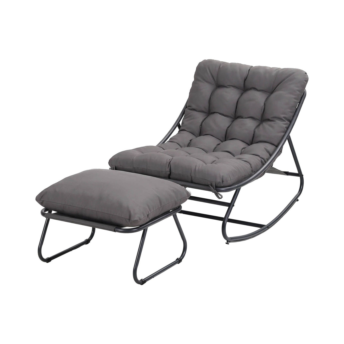 Gardeon Rocking Chair with Footrest Mesh Seat Cushion Outdoor Chairs Grey Awezingly