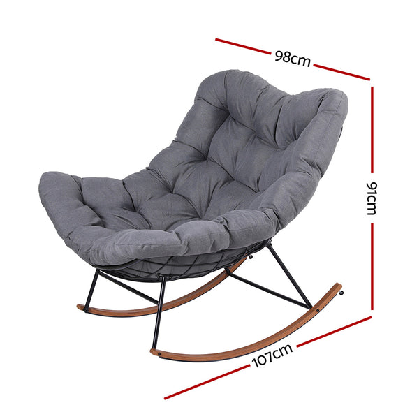 Gardeon Outdoor Rocking Chair Furniture Papasan Recliner Garden Patio Lounge Setting Awezingly