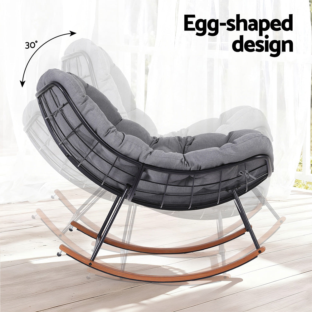 Gardeon Outdoor Rocking Chair Furniture Papasan Recliner Garden Patio Lounge Setting Awezingly