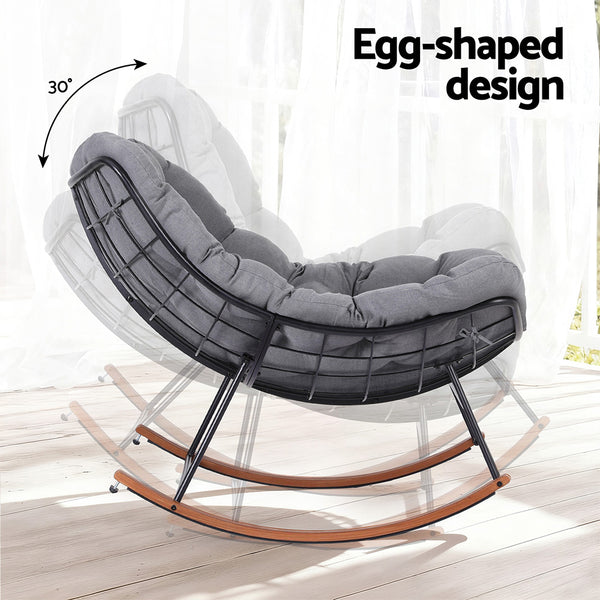 Gardeon Outdoor Rocking Chair Furniture Papasan Recliner Garden Patio Lounge Setting Awezingly