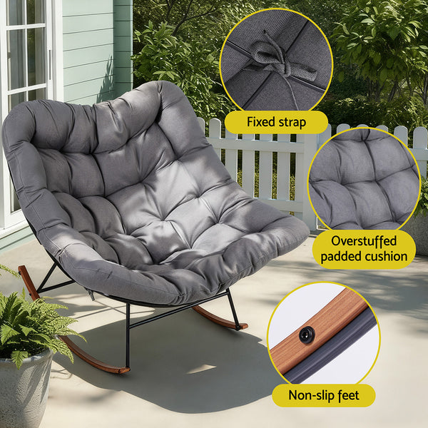 Gardeon Outdoor Rocking Chair Furniture Papasan Recliner Garden Patio Lounge Setting Awezingly