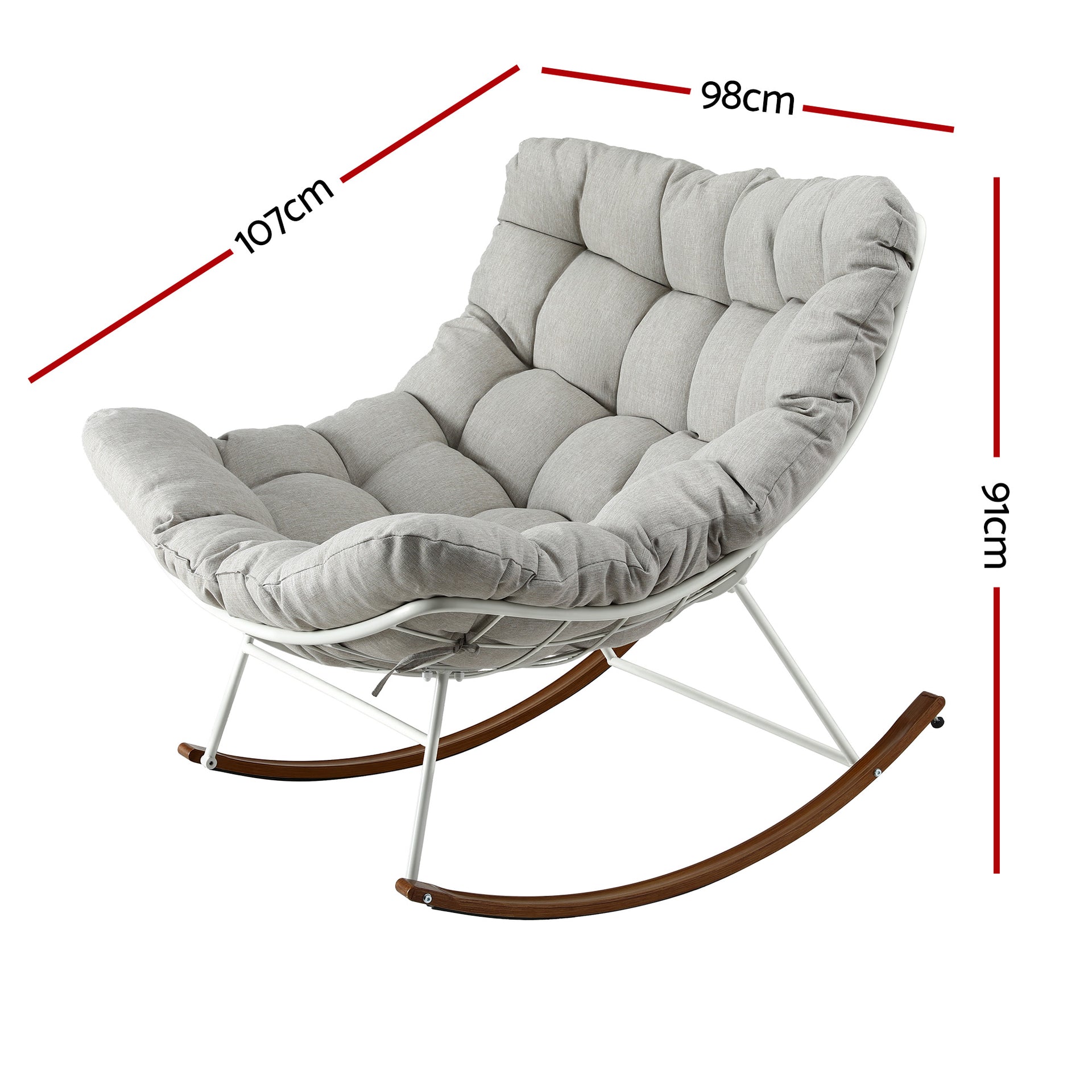 Gardeon Outdoor Rocking Chair Furniture Papasan Recliner Garden Patio Lounge Setting White Awezingly