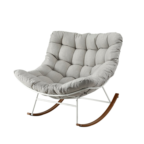 Gardeon Outdoor Rocking Chair Furniture Papasan Recliner Garden Patio Lounge Setting White Awezingly