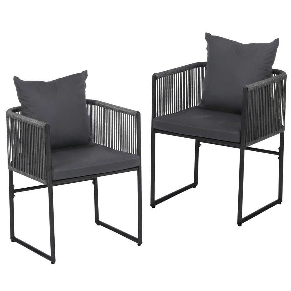 Gardeon 2PC Outdoor Dining Chairs Woven Rope Chair Patio Furniture Garden Steel Gardeon
