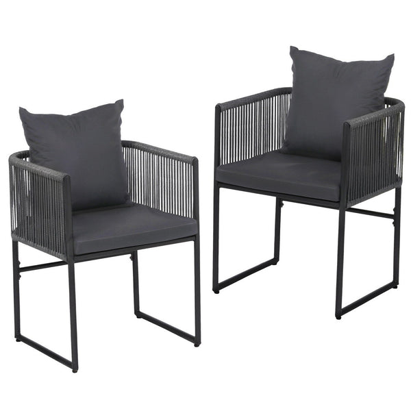 Gardeon 2PC Outdoor Dining Chairs Woven Rope Chair Patio Furniture Garden Steel Gardeon