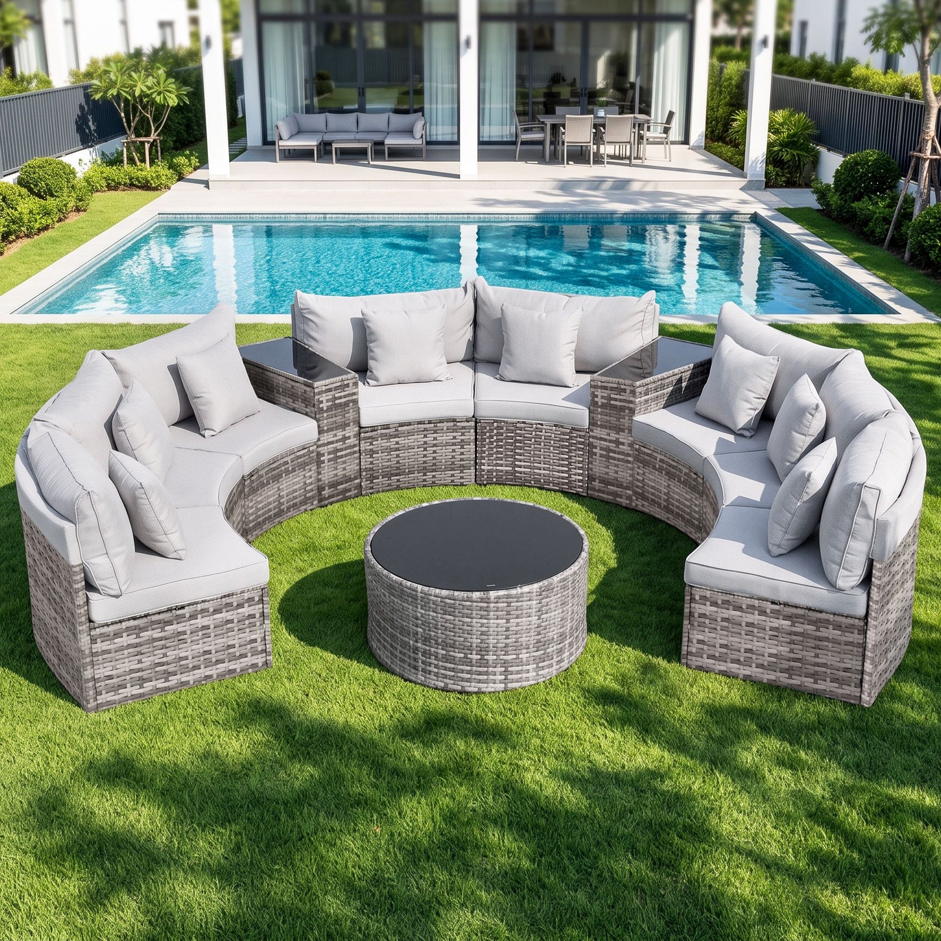 Gardeon 8 Seater Outdoor Sofa Set 11PCS Table Chair Set Garden Rattan Furniture Awezingly