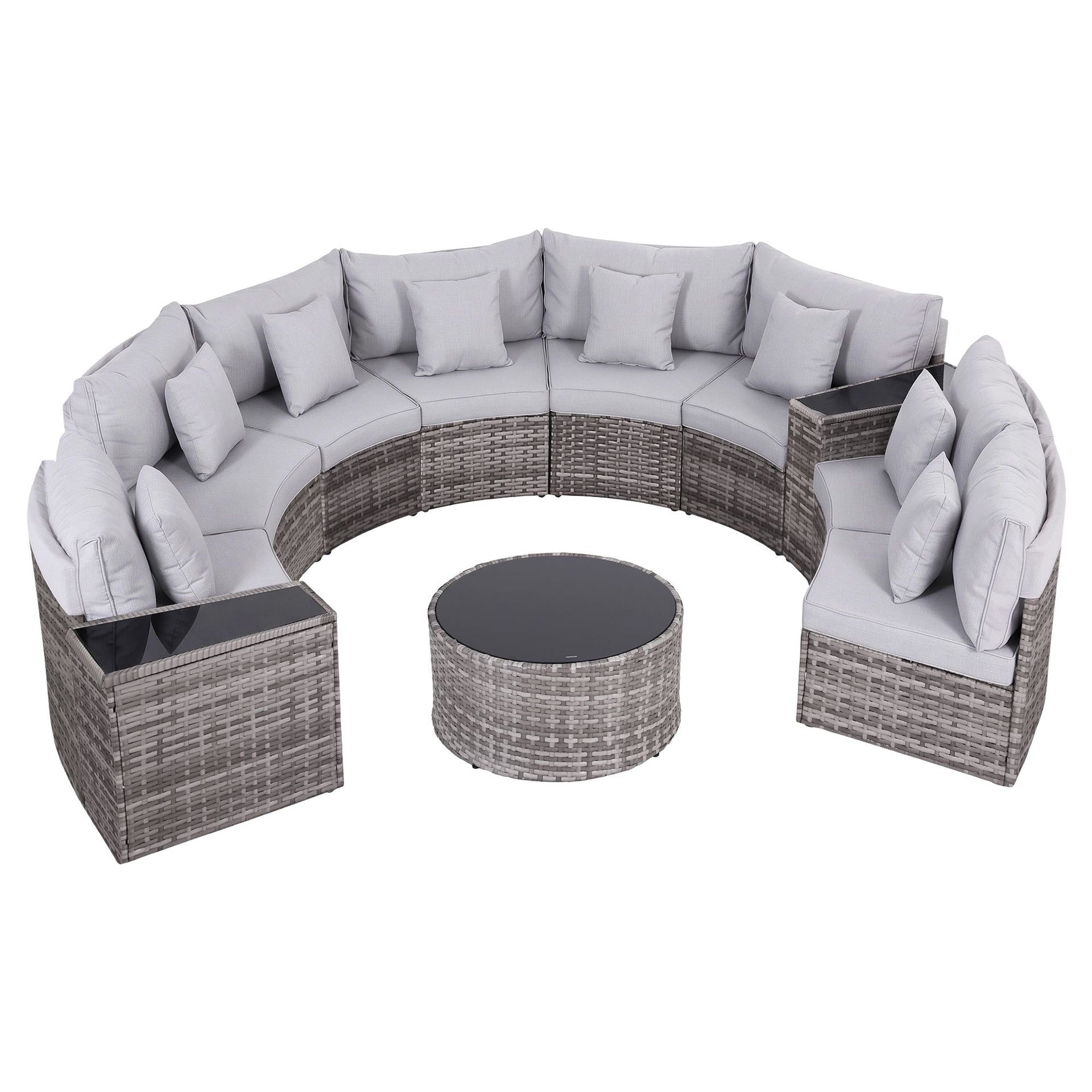 Gardeon 8 Seater Outdoor Sofa Set 11PCS Table Chair Set Garden Rattan Furniture Awezingly