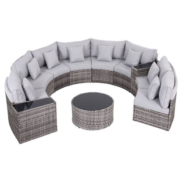 Gardeon 8 Seater Outdoor Sofa Set 11PCS Table Chair Set Garden Rattan Furniture Awezingly