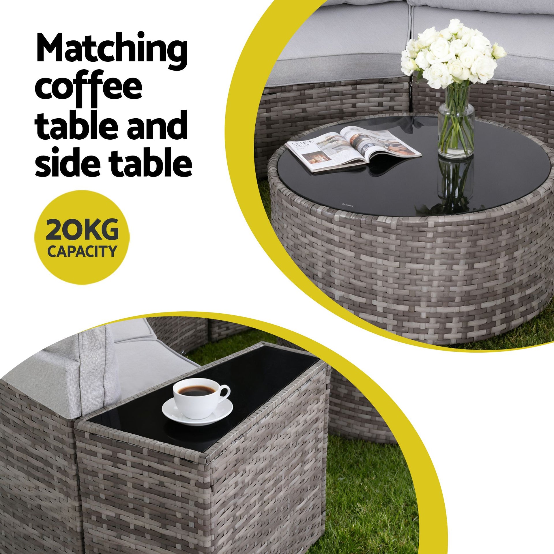 Gardeon 8 Seater Outdoor Sofa Set 11PCS Table Chair Set Garden Rattan Furniture Awezingly