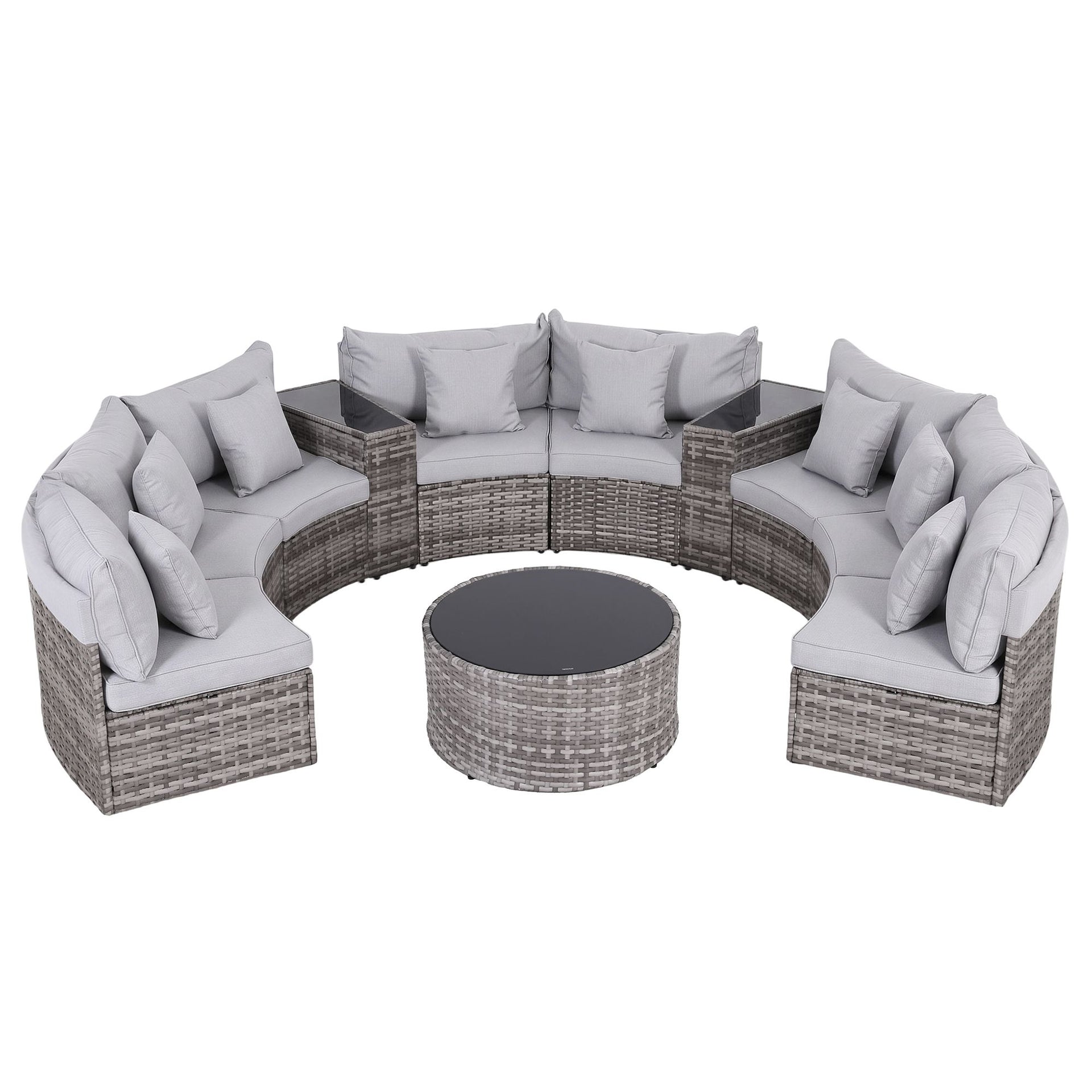 Gardeon 8 Seater Outdoor Sofa Set 11PCS Table Chair Set Garden Rattan Furniture Awezingly