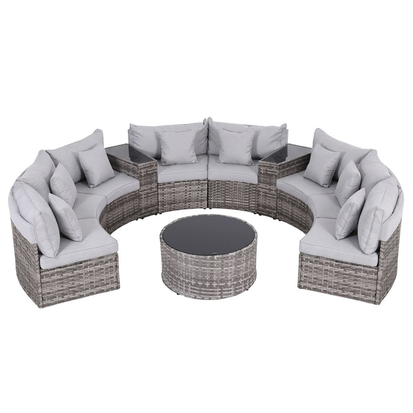 Gardeon 8 Seater Outdoor Sofa Set 11PCS Table Chair Set Garden Rattan Furniture Awezingly