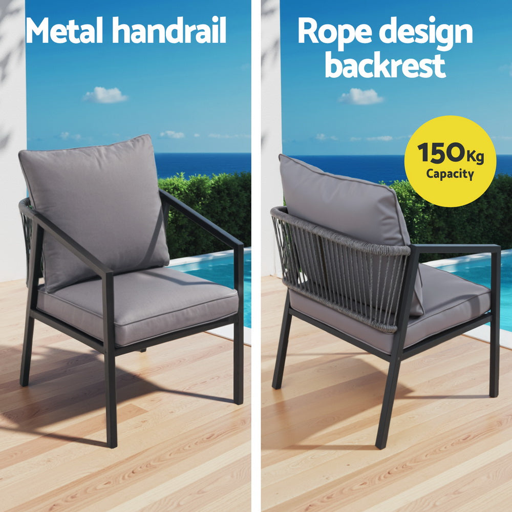 Gardeon 4 Seater Outdoor Sofa Set 4PCS Table Chair Setting Patio Furniture Gardeon