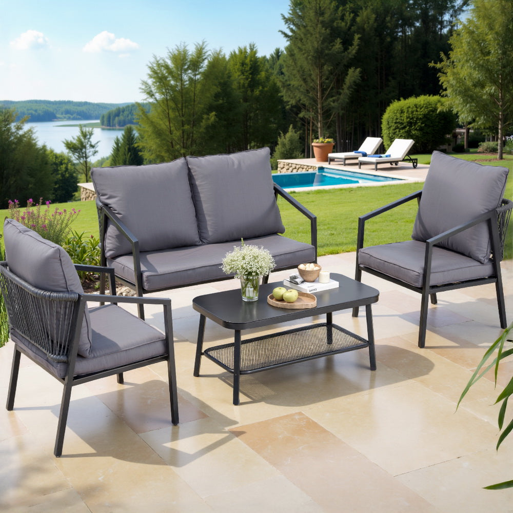 Gardeon 4 Seater Outdoor Sofa Set 4PCS Table Chair Setting Patio Furniture Gardeon