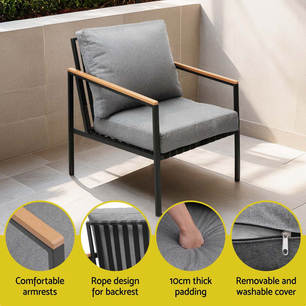 Gardeon 5 Seater Outdoor Sofa Set 4PCS Table Chair Garden Bench Patio Furniture Gardeon