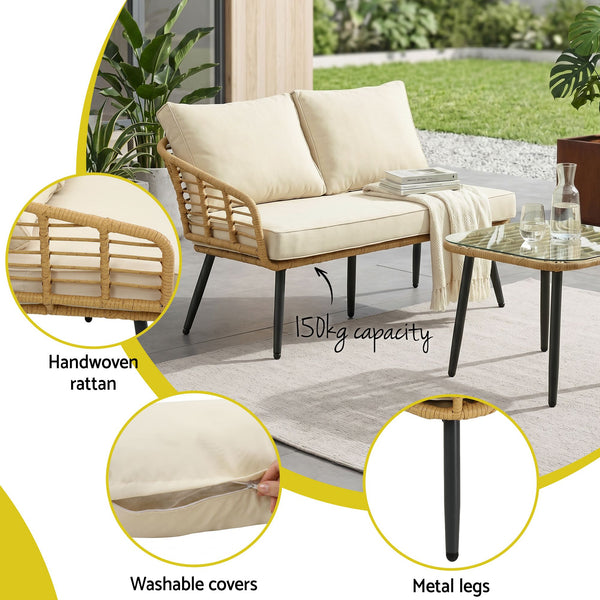 Gardeon 4-Piece Modular Outdoor Sofa Set with Cushions 5 Seater Rattan Furniture Awezingly