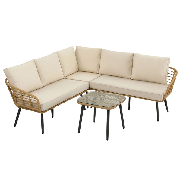 Gardeon 4-Piece Modular Outdoor Sofa Set with Cushions 5 Seater Rattan Furniture Awezingly