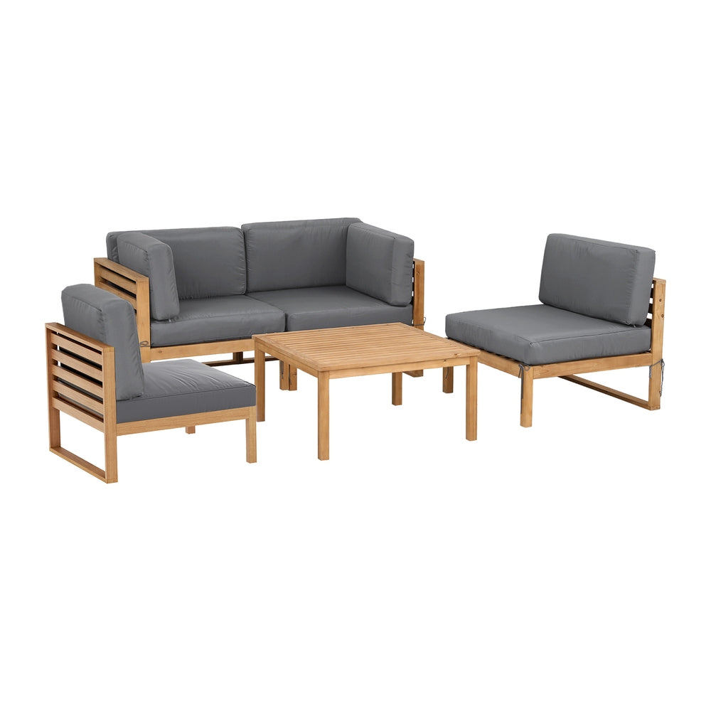 Gardeon 4-Piece Outdoor Sofa Set Wooden Couch Lounge Setting 5PCS Gardeon