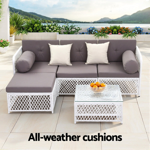 Gardeon 4 Seater Outdoor Sofa Set 5PCS Table Chair Set Garden Patio Furniture Gardeon