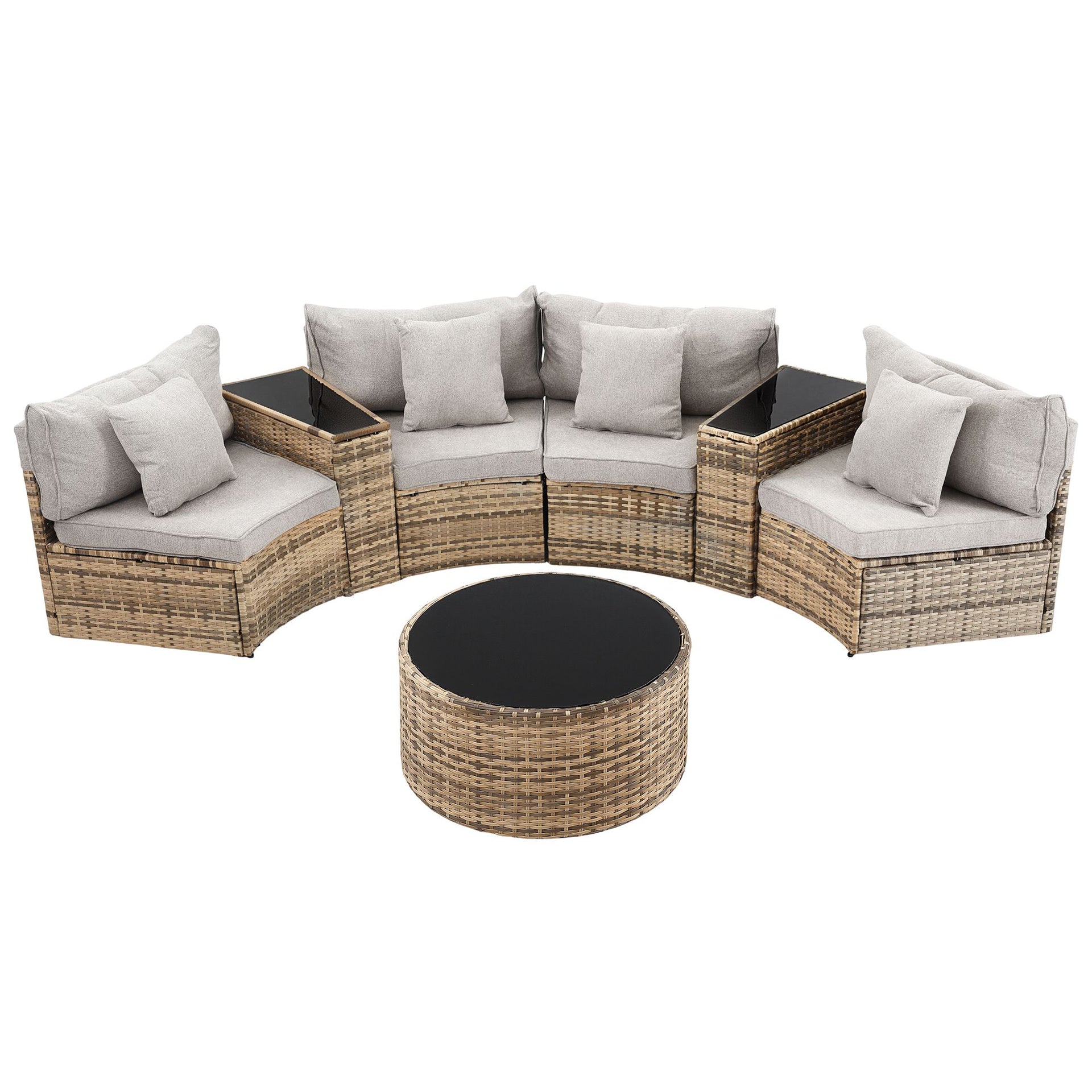 Gardeon 4 Seater Outdoor Sofa Set 7PCS Table Chair Brown Rattan Patio Furniture Awezingly
