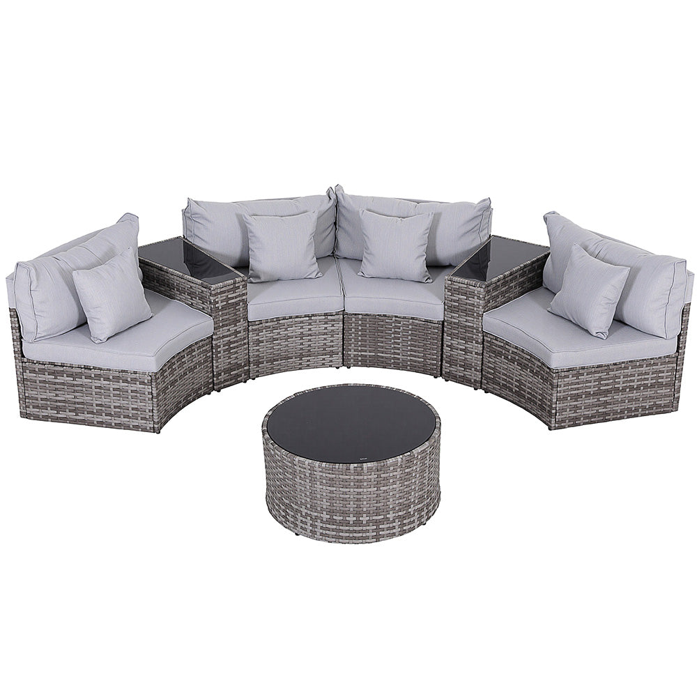 Gardeon 4 Seater Outdoor Sofa Set 7PCS Table Chair Set Garden Rattan Patio Furniture Awezingly