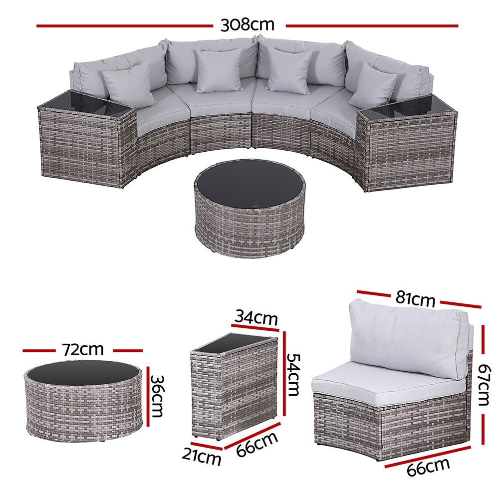 Gardeon 4 Seater Outdoor Sofa Set 7PCS Table Chair Set Garden Rattan Patio Furniture Awezingly